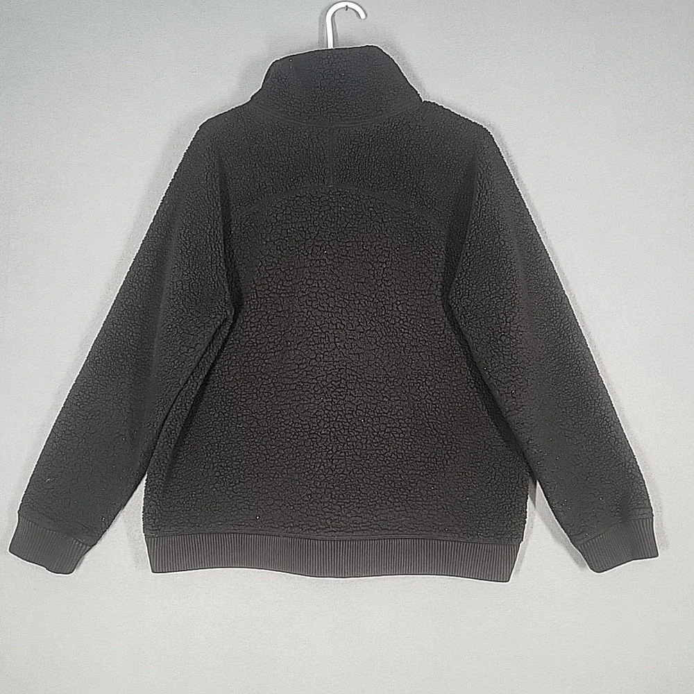 Athleta‎ Jacket Women's Large Black Sherpa Fleece Full Zip Casual Outerwear